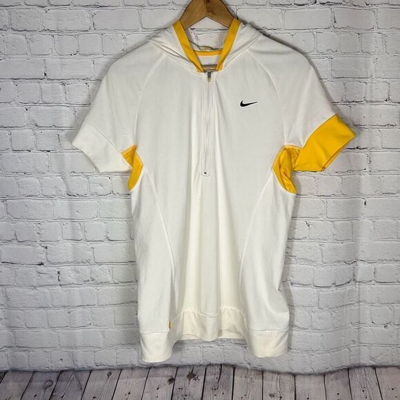 Nike Men's Livestrong Yellow White Half Zip Hoodie Stretch Shirt size L Large - Picture 1 of 9